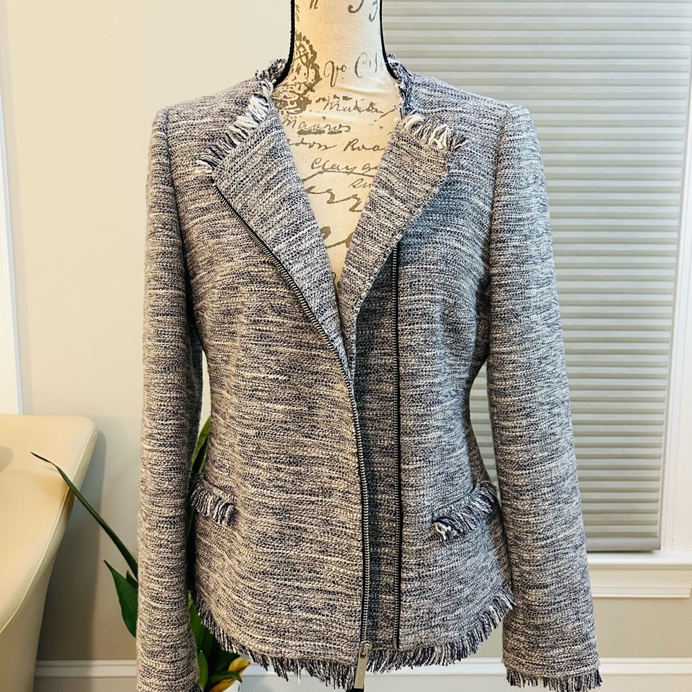 DKNY Women's Black and White Textured Blazer